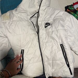 Nike Women's Puffer Jacket in White with Black Accents